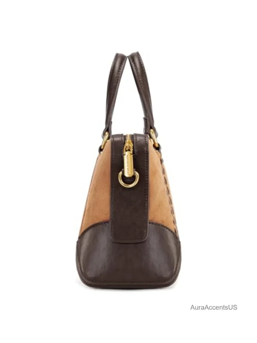 Faux Suede Satchel Crossbody Handbag with Top Handles and Adjustable Strap